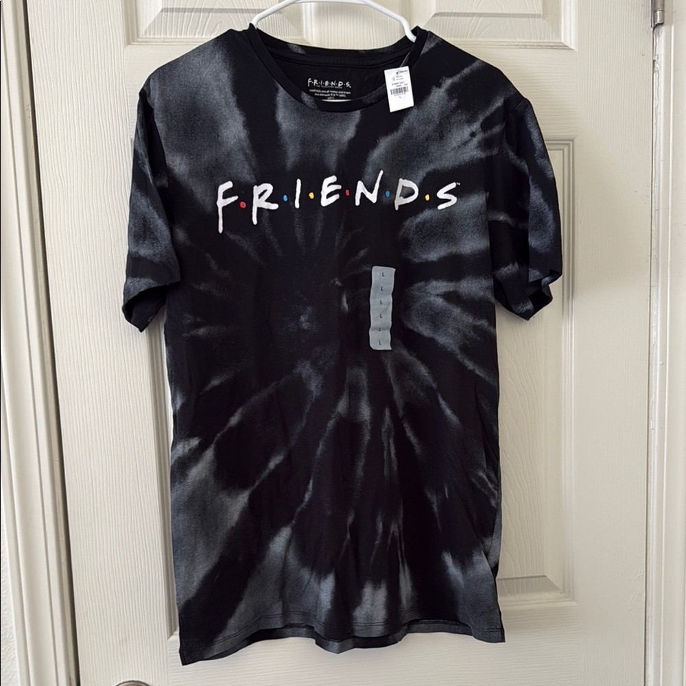 New Men FRIENDS Large Black and Gray Short Sleeve Tee